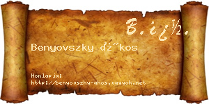 Benyovszky Ákos névjegykártya